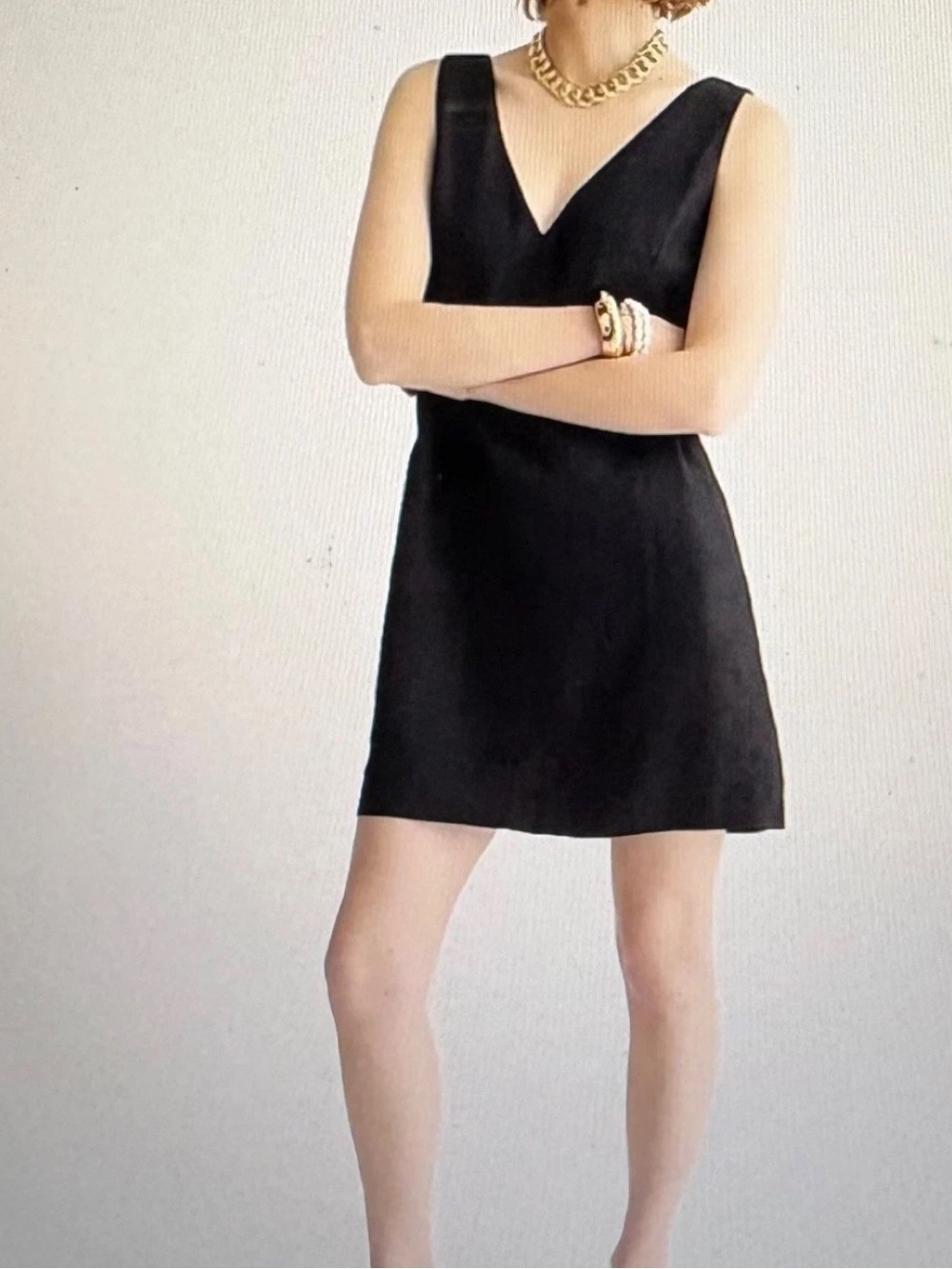 J Crew Maxine Linen Vneck Shift Dress Small Black Mini